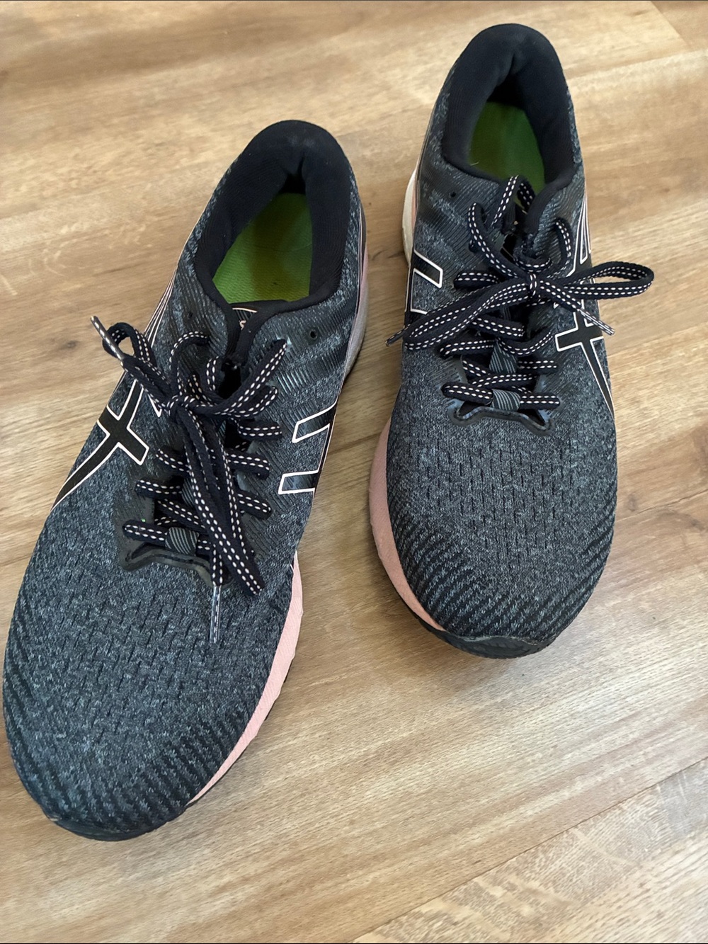 Asics Women's Black and Pink Running Sneakers